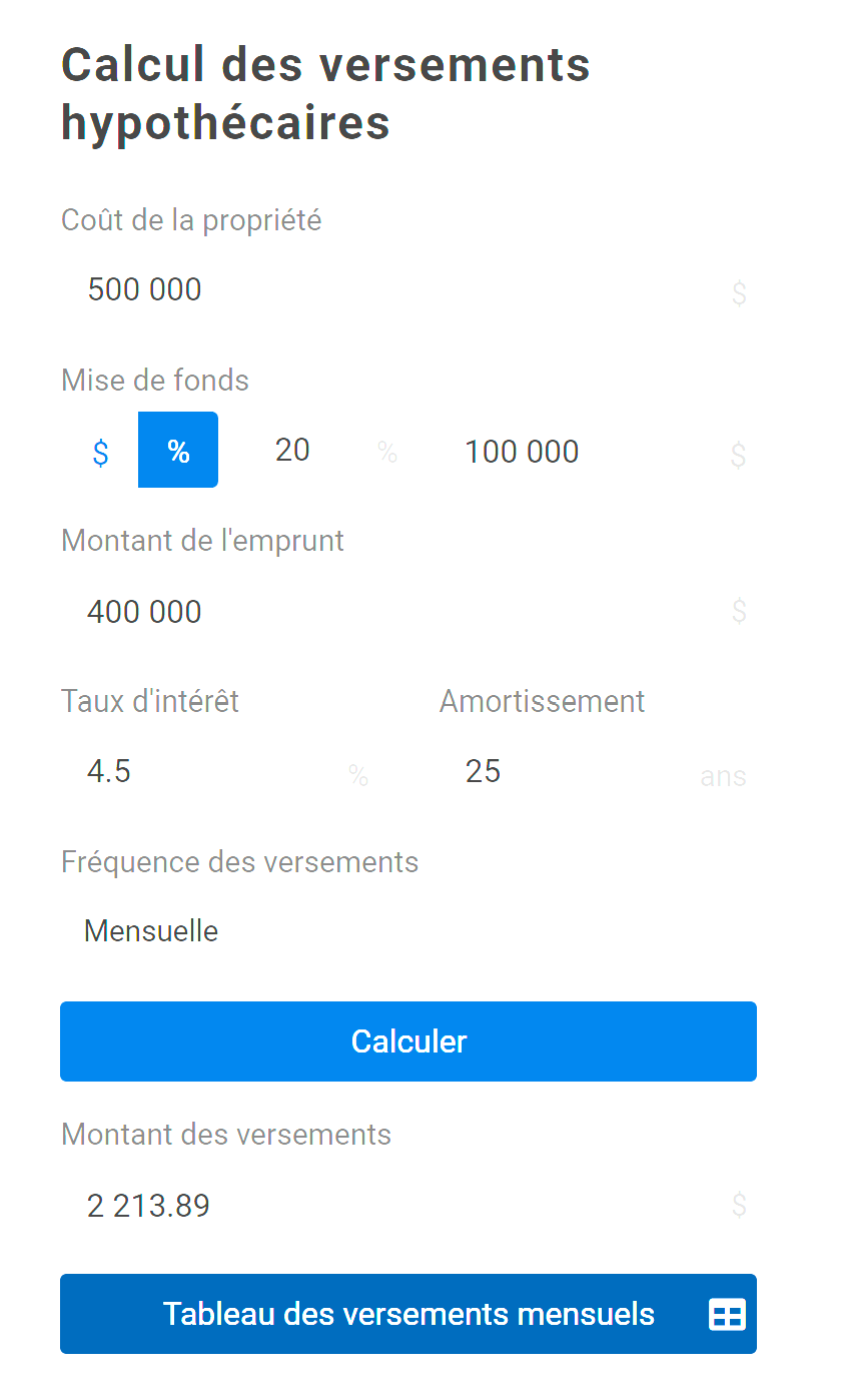 Calculatrice du montant que va payer le vendeur pour la location